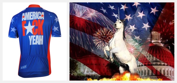 A while back I found this sweet jersey and grabbed the image with a mind to use it in a post about this project. I wanted to include where I found it, but didn't note it at the time. Couldn't it today either, but I DID find the image on the right by Googling america fuck yeah bike jersey, so you're welcome.